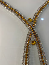 Load image into Gallery viewer, Gold Crystal X-Necklace Set – Rhinestone Lariat Statement Jewelry