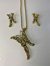 Load image into Gallery viewer, Green Crystal Butterfly Necklace Set