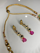 Load image into Gallery viewer, Pink Crystal Drop Necklace Set – Gold Indian Party Jewelry