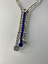 Load image into Gallery viewer, Royal Blue Crystal Y Necklace Set – Silver Indian Party Jewelry