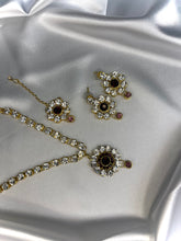 Load image into Gallery viewer, Gold Kundan Bridal Necklace Set with Ruby Accents – Indian Party Jewelry