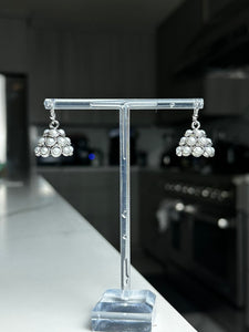 Mini Silver and White Hoop Earrings