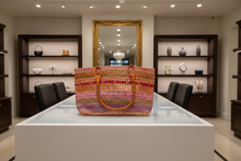 Load image into Gallery viewer, Paprika Stripe Wooden Handle Tote
