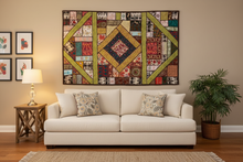 Load image into Gallery viewer, Large Brown Embroidered Textile Wall Art
