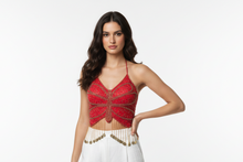 Load image into Gallery viewer, Pink Beaded Butterfly Top
