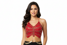 Load image into Gallery viewer, Pink Beaded Butterfly Top
