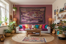 Load image into Gallery viewer, Large Purple Embroidered Textile Wall Art
