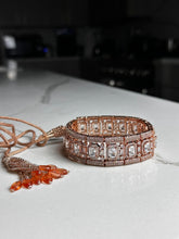 Load image into Gallery viewer, Modern Rose Gold Emerald Cut Stones Choker Necklace Set w/ Tikka and Earrings
