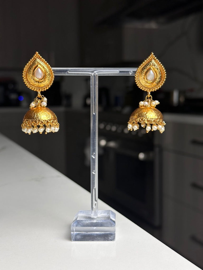 Short Gold Jhumka Earrings