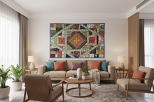 Load image into Gallery viewer, Large Blue Embroidered Textile Wall Art
