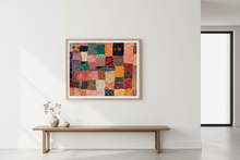 Load image into Gallery viewer, Large Orange Patchwork Textile Wall Art
