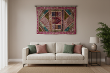 Load image into Gallery viewer, Large Maroon Embroidered Textile Wall Art
