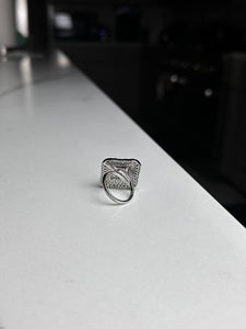 Silver and Lilac Square Abstract Design Ring