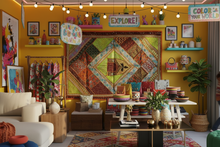 Load image into Gallery viewer, Large Orange Shimmer Textile Wall Art
