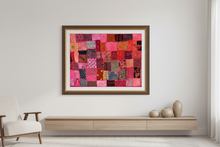 Load image into Gallery viewer, Large Pink Patchwork Textile Wall Art
