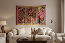 Load image into Gallery viewer, Large Maroon Shimmer Textile Wall Art
