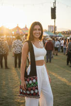 Load image into Gallery viewer, Green Threaded Cotton Crossbody Bag
