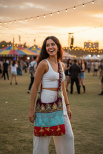 Load image into Gallery viewer, Red Sari Patchwork Crossbody Bag
