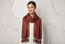 Load image into Gallery viewer, Solid Burgundy Pashmina Scarf
