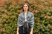 Load image into Gallery viewer, Reversible Black Zebra Jacquard Pashmina Shawl Wrap

