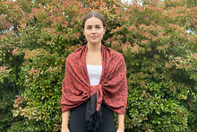 Load image into Gallery viewer, Red and Black Design Pashmina Shawl
