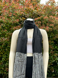 Black w/White Border Design Pashmina Shawl