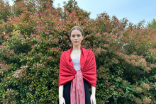 Load image into Gallery viewer, Red w/White Border Design Pashmina Shawl
