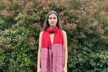 Load image into Gallery viewer, Red w/White Border Design Pashmina Shawl
