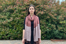 Load image into Gallery viewer, Brown w/White Border Design Pashmina Shawl
