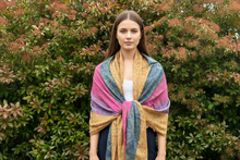 Load image into Gallery viewer, Gold, Green, Pink, and Purple Pashmina Shawl
