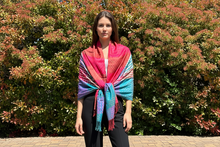 Load image into Gallery viewer, Double Sided Multicolored Plaid Pashmina Shawl

