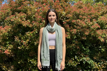 Load image into Gallery viewer, Green Gingham Cotton Scarf
