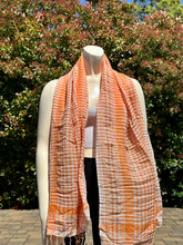 Load image into Gallery viewer, Orange Gingham Cotton Scarf
