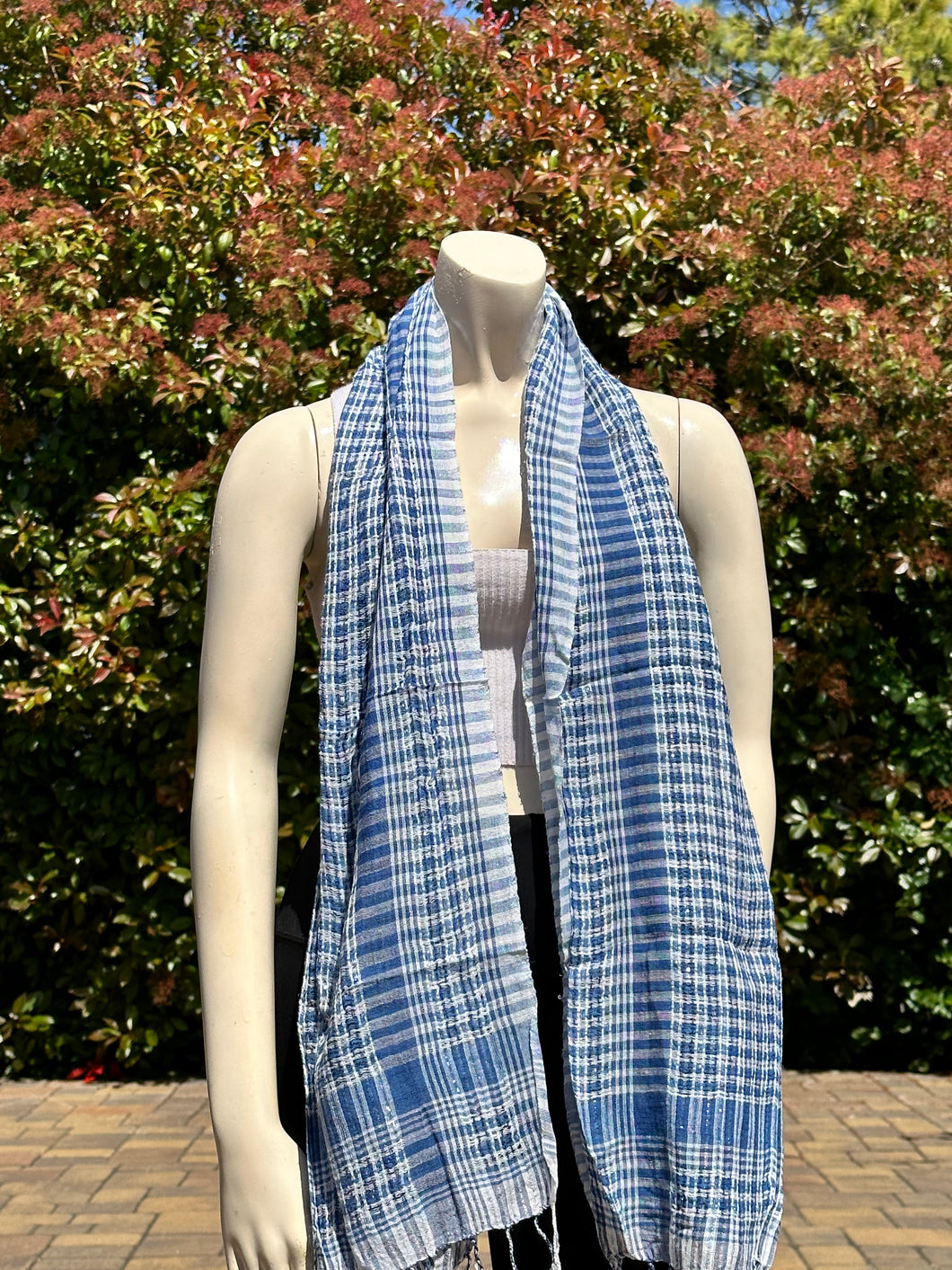 2010s Style Dark Blue Cotton Scarf