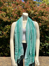 Load image into Gallery viewer, Sea Green Gingham Cotton Scarf
