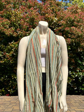 Load image into Gallery viewer, Green Striped Cotton Scarf

