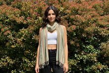Load image into Gallery viewer, Green Striped Cotton Scarf
