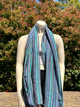 Load image into Gallery viewer, Berry Blue Striped Cotton Scarf

