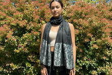 Load image into Gallery viewer, Black Peace Sign Pashmina Shawl Wrap
