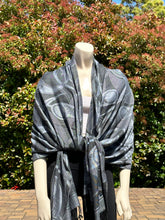 Load image into Gallery viewer, Abstract Black and Gray Shawl w/Shapes

