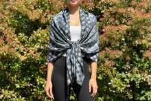 Load image into Gallery viewer, Abstract Black and Gray Shawl w/Polka Dots
