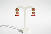 Load image into Gallery viewer, Lightweight Mini Peacock w/Red Beads Jhumki Earrings
