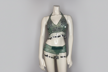 Load image into Gallery viewer, Green Sequins and Beaded Belly Dance Set
