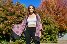 Load image into Gallery viewer, Reversible Pink and Black Sundial Pashmina Shawl

