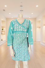 Load image into Gallery viewer, Pastel Sea Green Full White Embroidery Cotton Kurta
