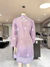 Load image into Gallery viewer, Pastel Lilac w/White Floral Embroidery Cotton Kurta
