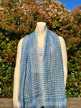 Load image into Gallery viewer, Blue Gingham Glitter Cotton Scarf

