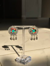 Load image into Gallery viewer, Silver w/Multicolored Beads Circular Lightweight Small Earrings
