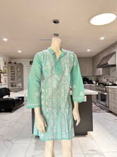 Load image into Gallery viewer, Pastel Sea Green w/Full White Embroidery Cotton Kurta
