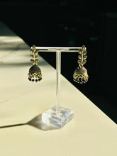 Load image into Gallery viewer, Small Gold &amp; Black Leaf Lightweight Jhumki Earrings
